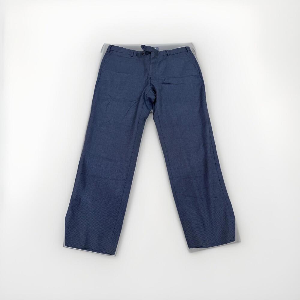 LUIGI BIANCHI MANTOVA LBM MENS DRESS PANTS 38x27 BLUE PATTERN MADE IN ITALY VGC!